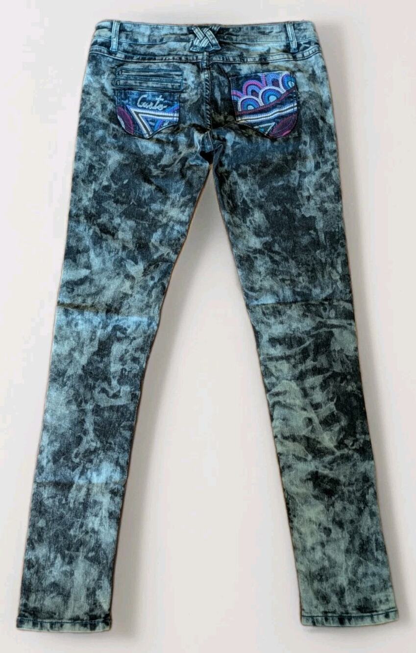 Custo Barcelona Acid Wash Jeans Women’s 29 Embroidered Pocket Y2K Designer